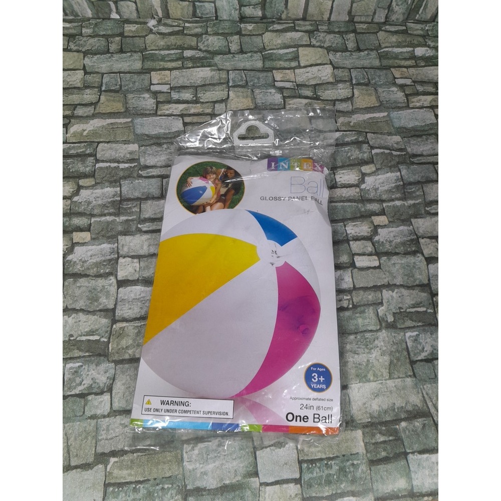 New Inflatable INTEX 24 Inches Multicolor Glossy Summer Pool Beach Ball Age 3+